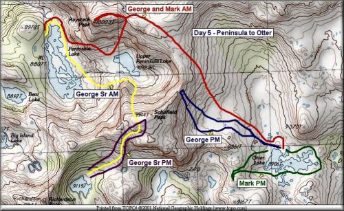 Yosemite Ridges Day 5 Map 2002