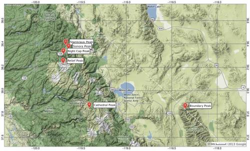 Yosemite High Sierra Camps Trip Map 2010