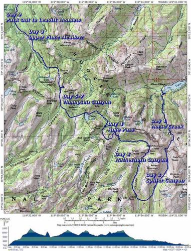 Hoover Peaks Trip Map 2004